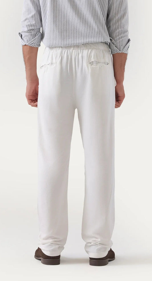 white linen trousers
