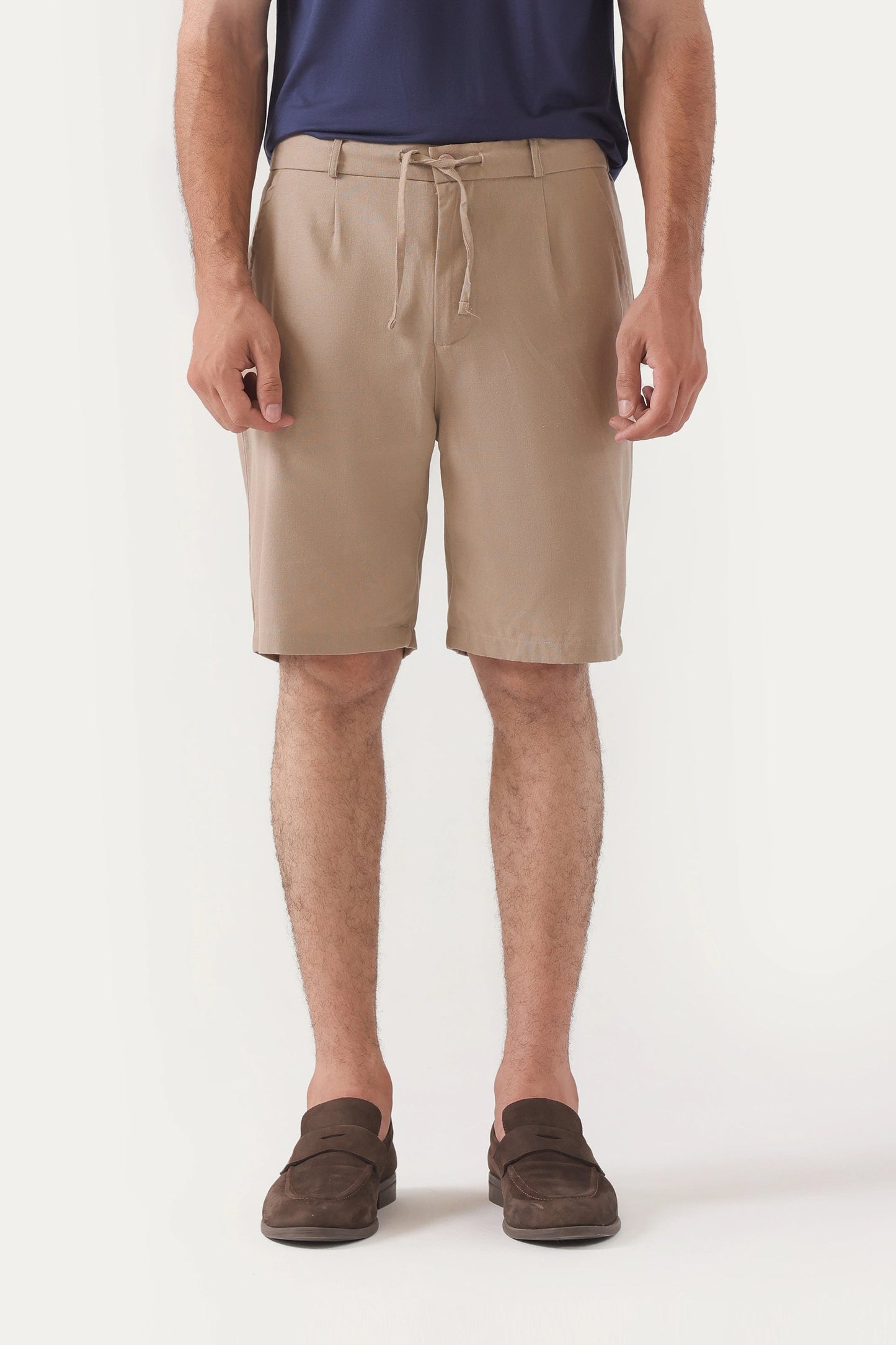 beige linen shorts