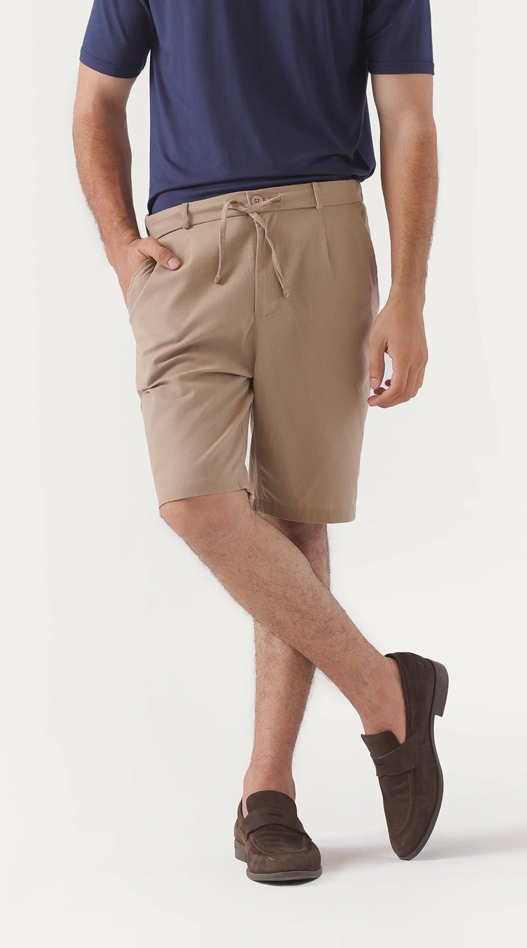beige linen shorts