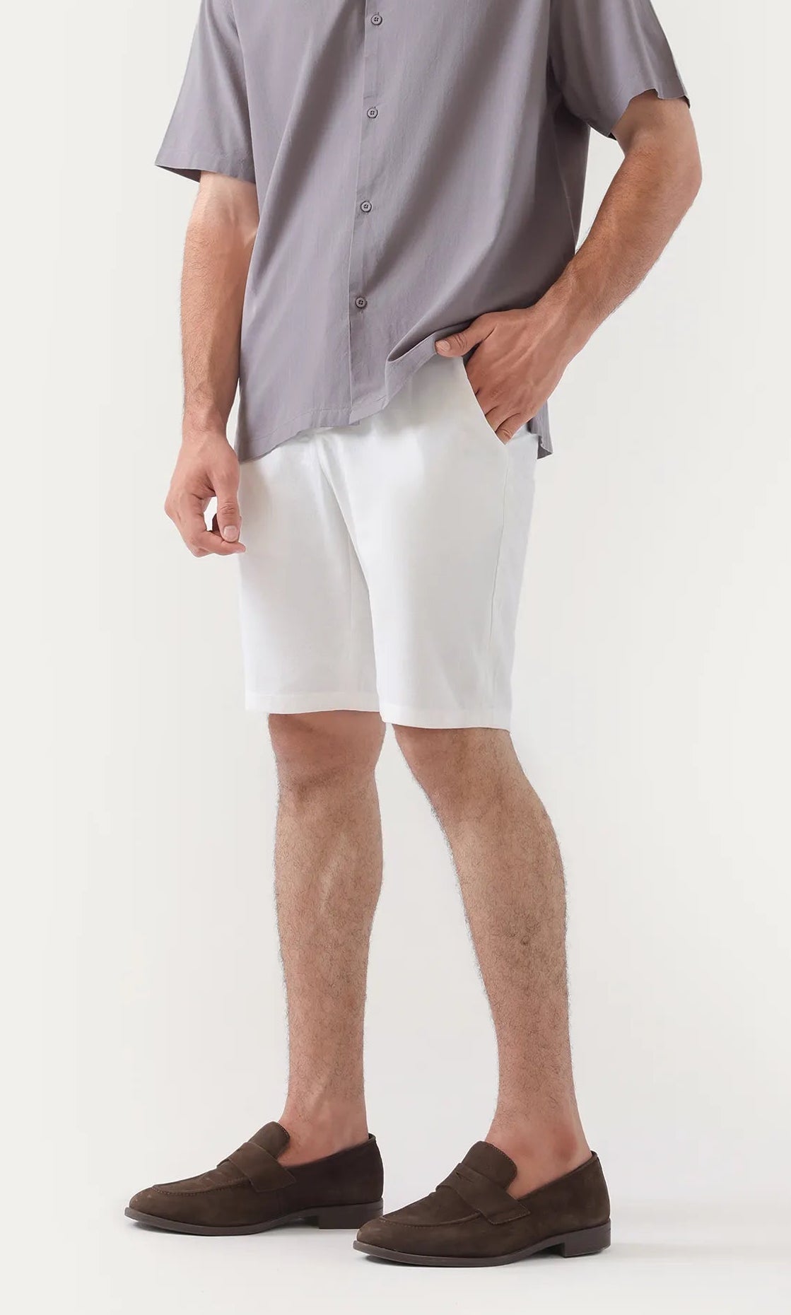white linen shorts