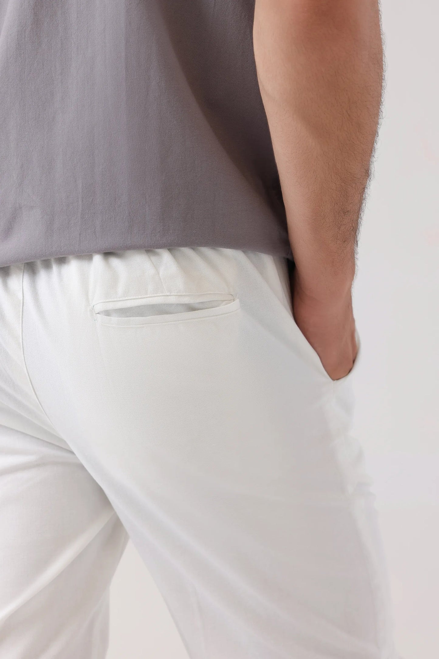 white linen shorts