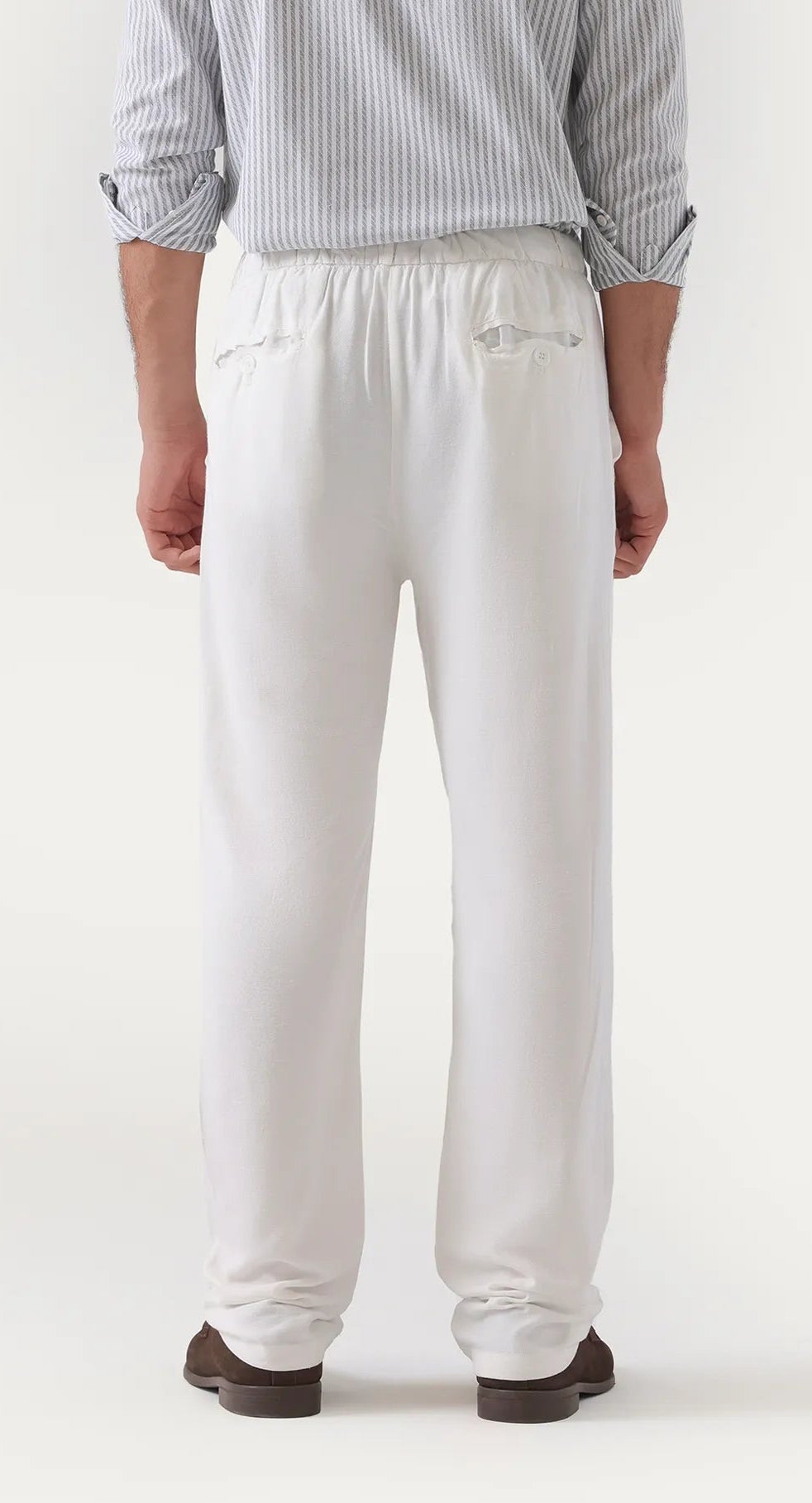 white linen trousers