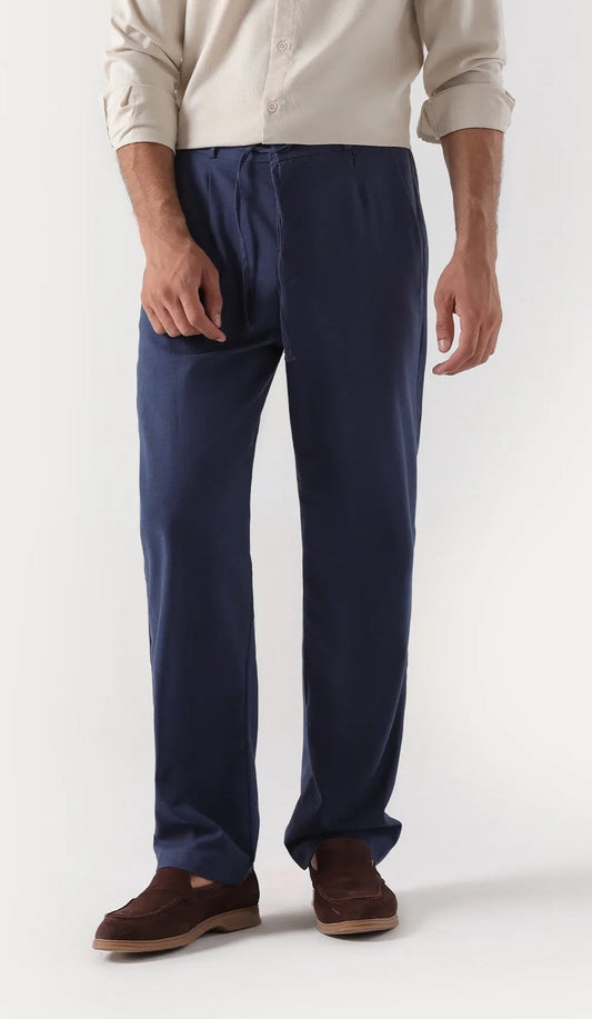 navy linen trousers