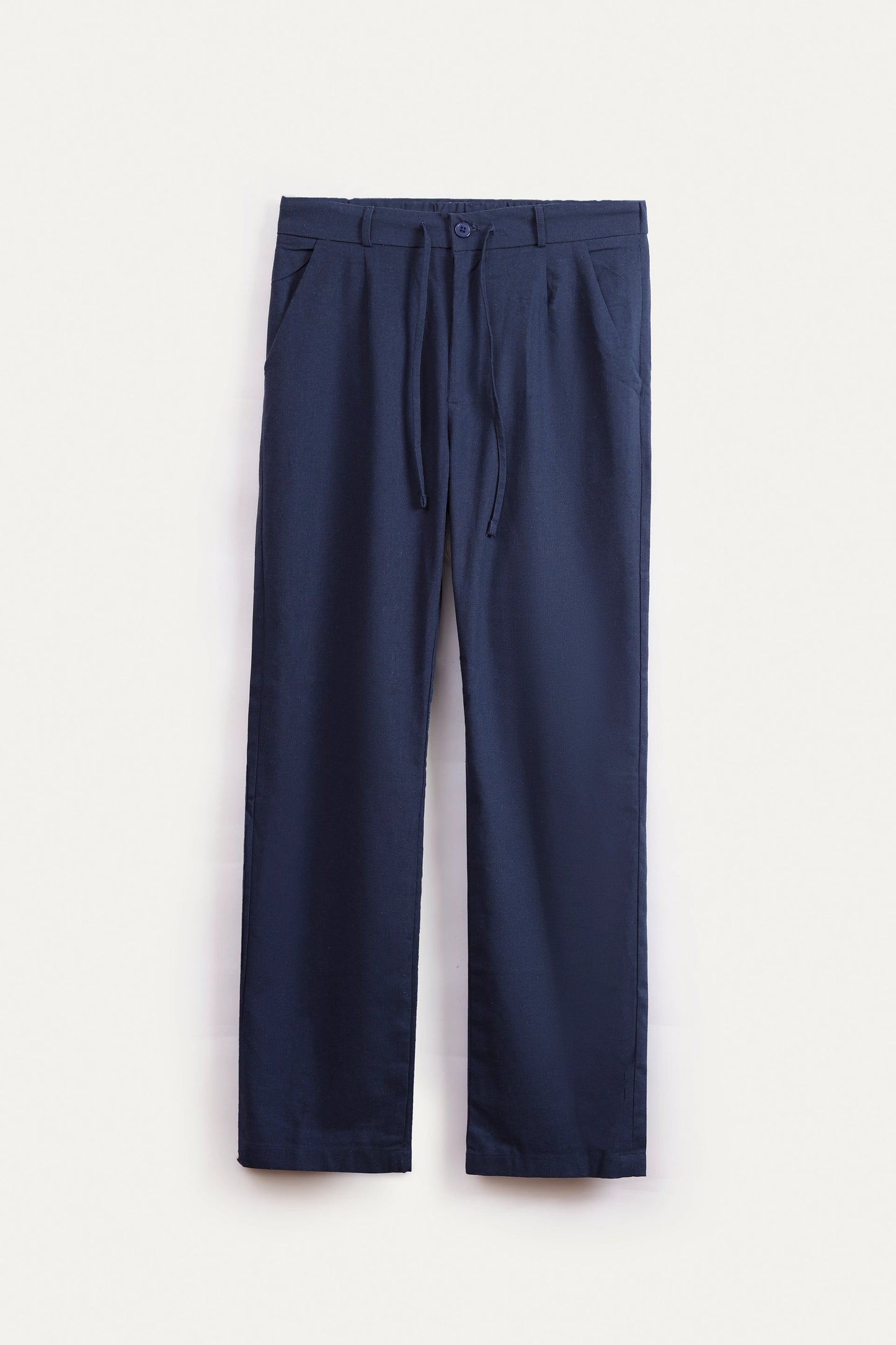 navy linen trousers