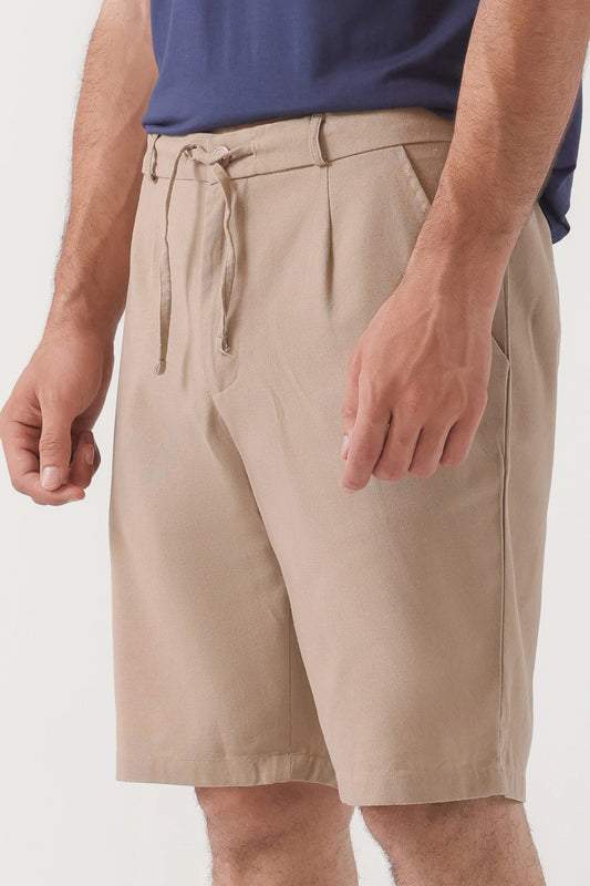 beige linen shorts