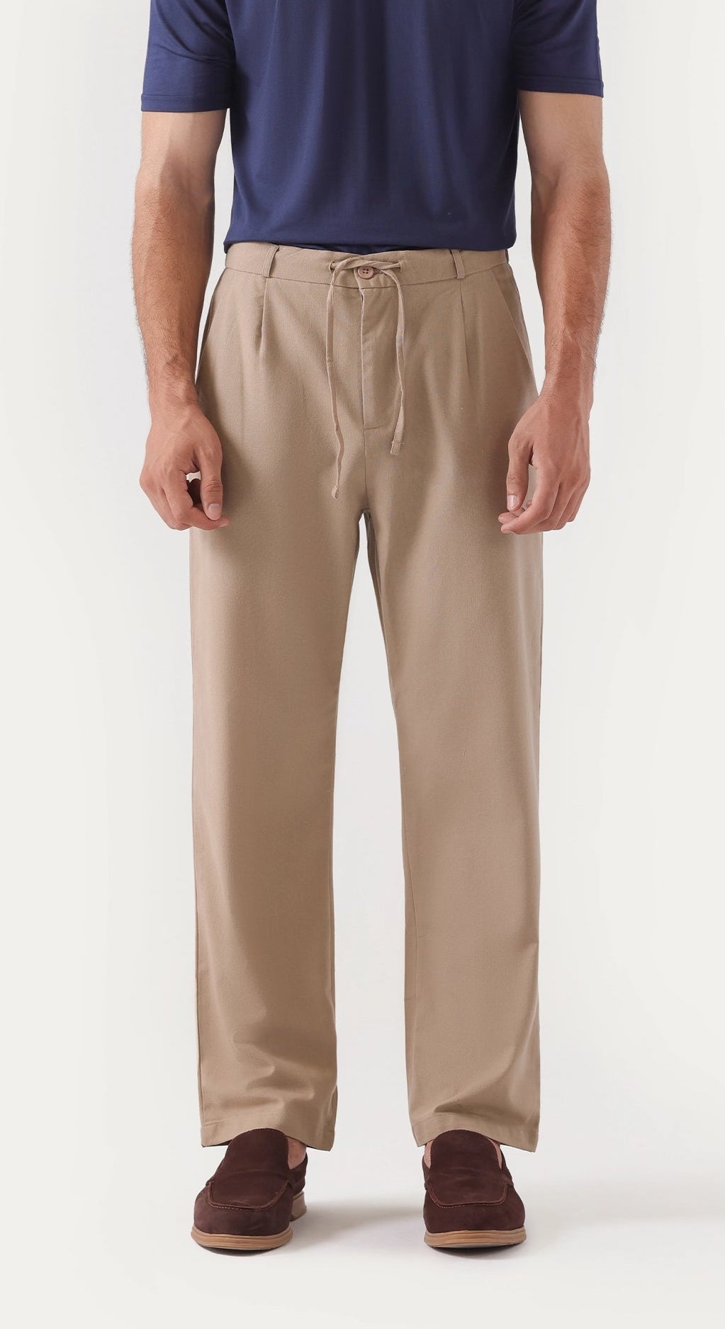 beige linen trousers