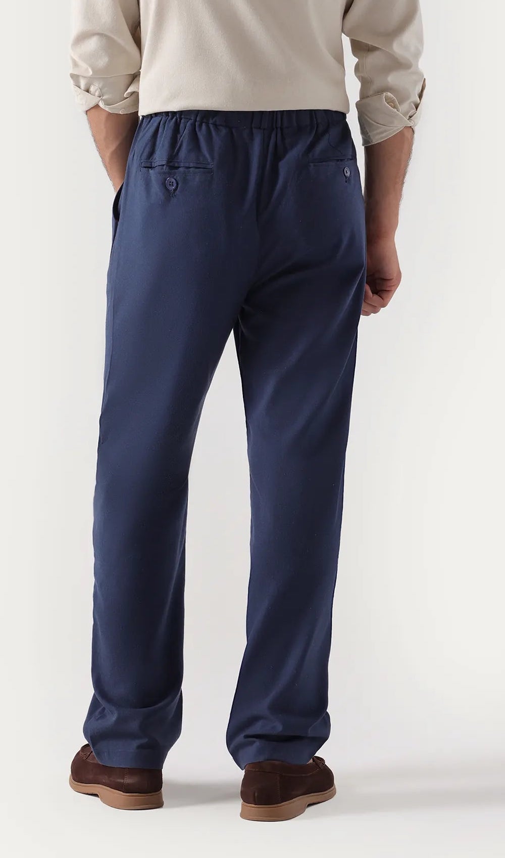 navy linen trousers