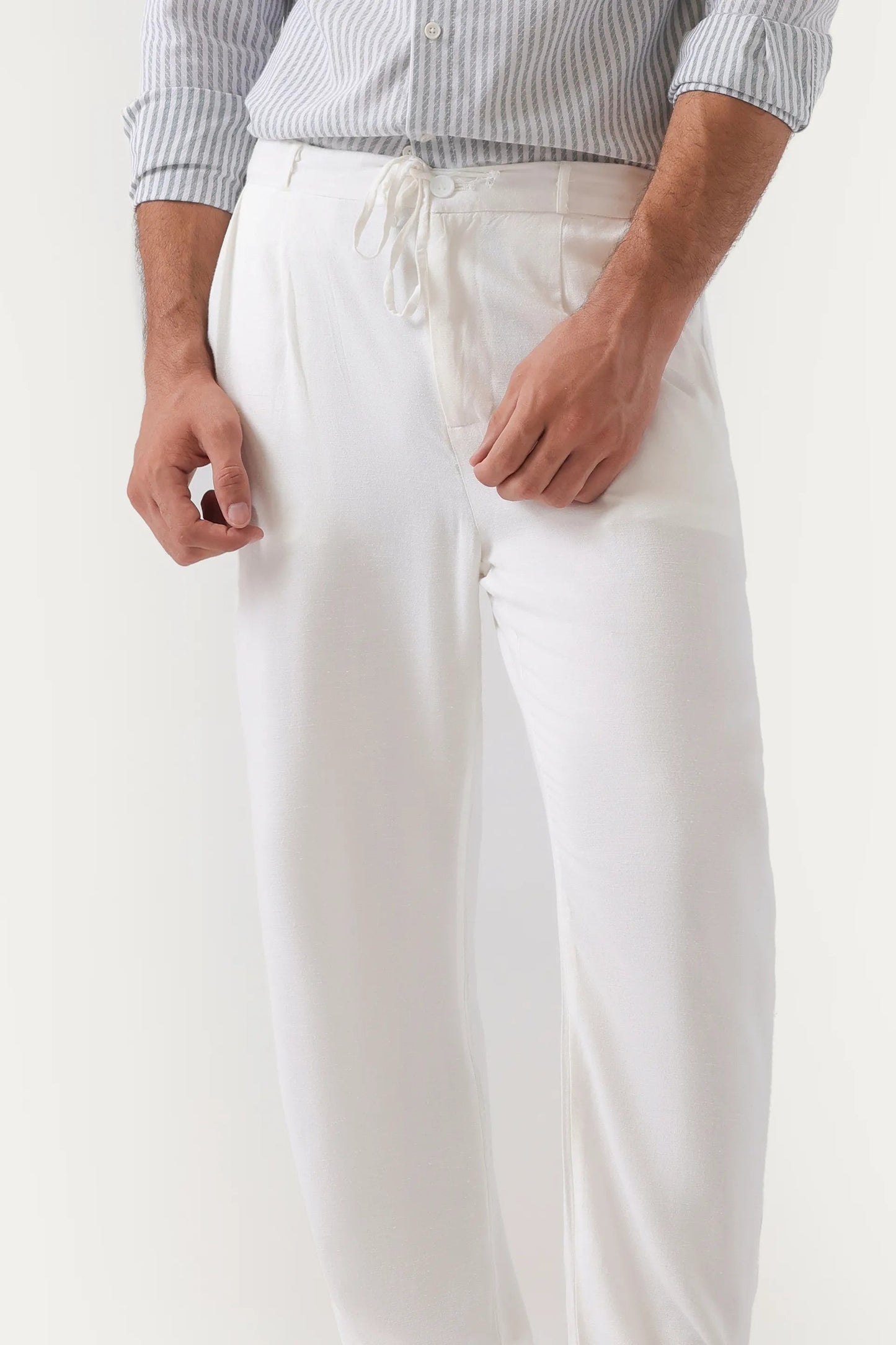 white linen trousers