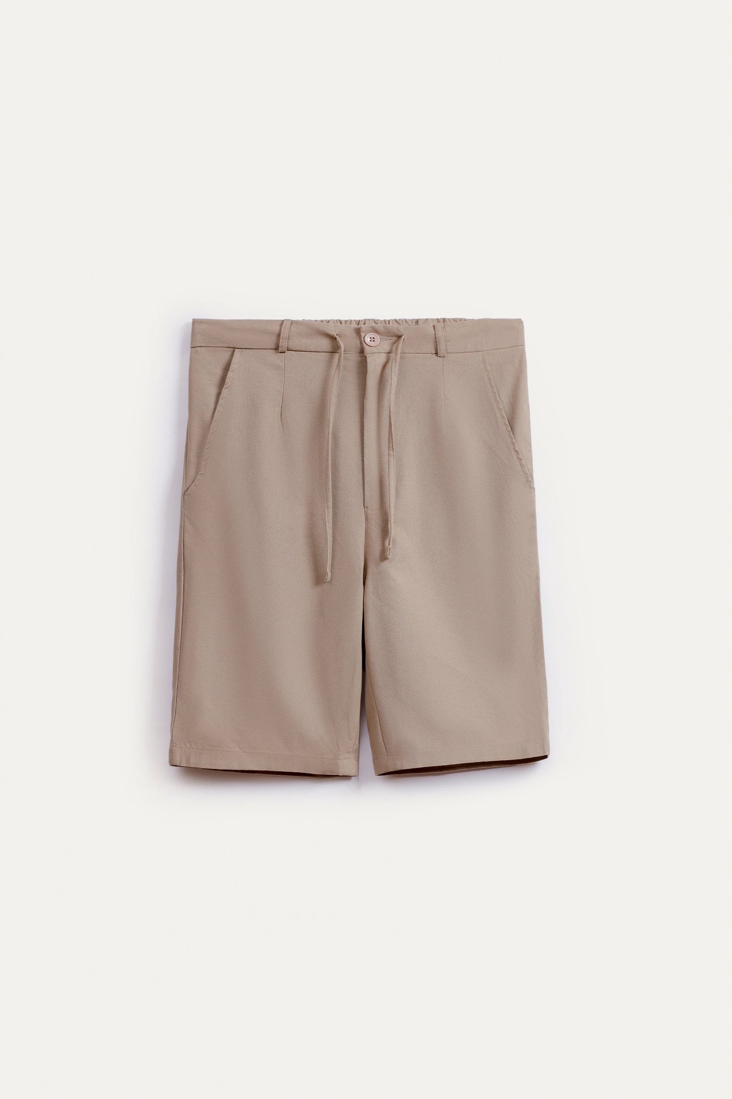 beige linen shorts