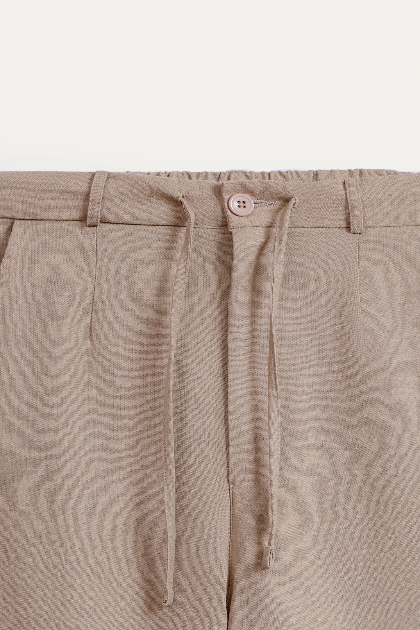 beige linen shorts