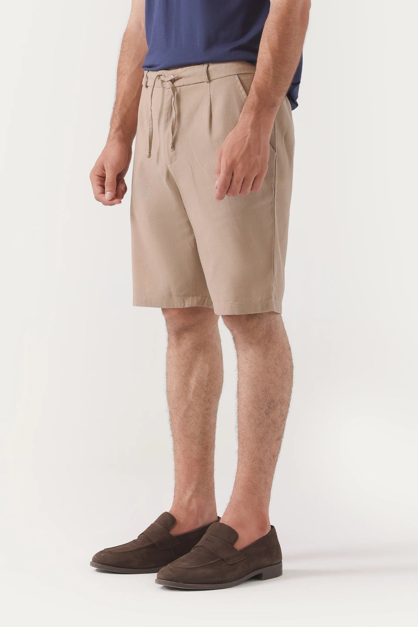 beige linen shorts